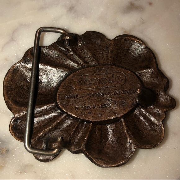 1970s Solid Brass Cloud Burst Abstract Flower Belt Buckle Approx 3” x 1.4” Vtg - Picture 2 of 5